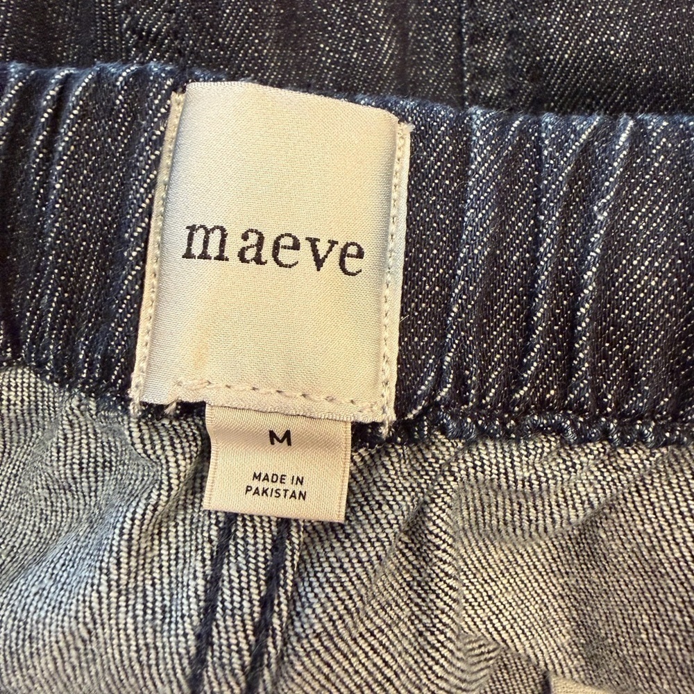 Maeve Anthropologie Wide Leg Pants Size Medium Dark Wash Pull On Striped - Picture 10 of 14
